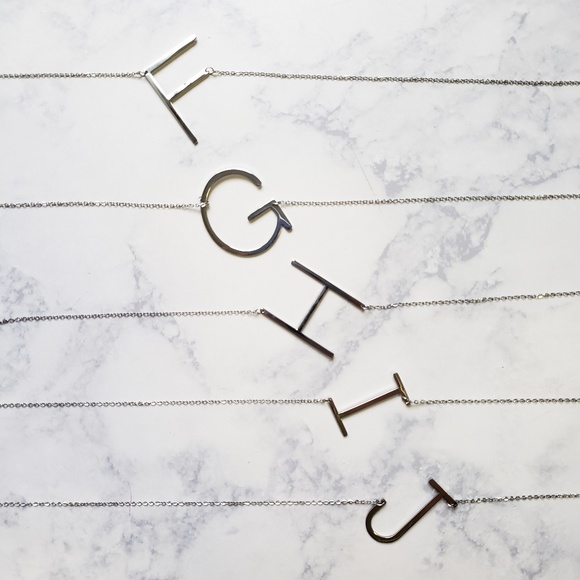 Monogram A-Z Block Letter Pendant Necklace Silver - Picture 3 of 7